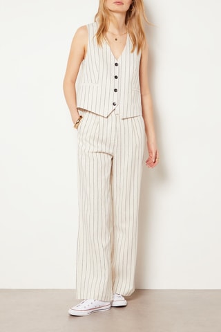 Pantalon en lin - Blanc et noir