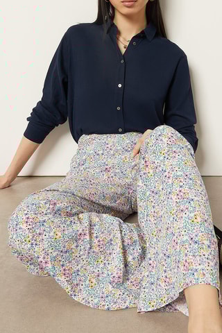 Pantalon wide leg taille haute Multicolore