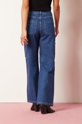 Jeans wide legs taille haute Bleu roi