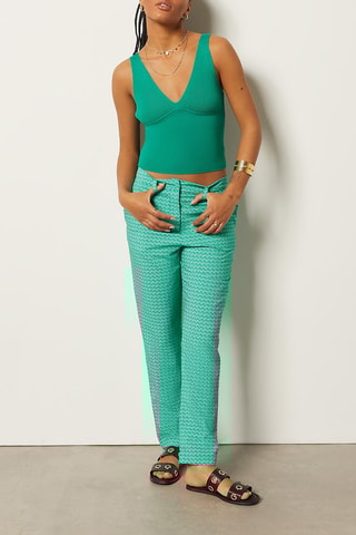 Pantalon droit taille haute Vert
