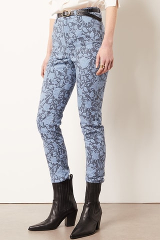 Pantalon carotte taille haute Bleu