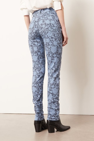 Pantalon carotte taille haute Bleu