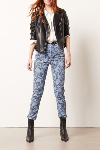 Pantalon carotte taille haute Bleu
