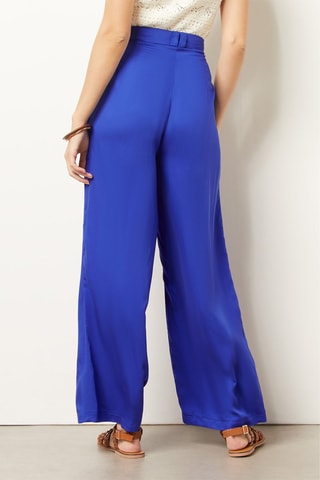 Pantalon wide legs taille haute Bleu roi
