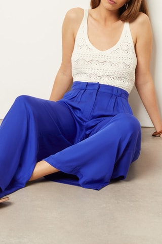 Pantalon wide legs taille haute Bleu roi