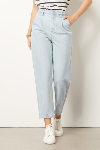 Pantalon droit 7/8 taille haute Bleu ciel