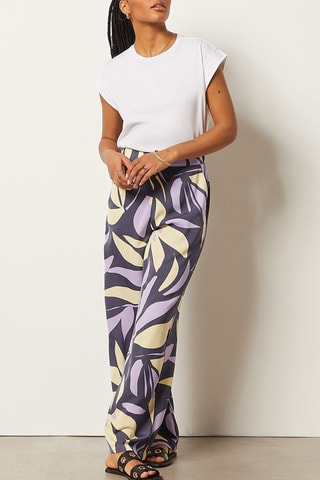 Pantalon wide legs taille haute Mauve