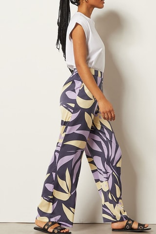 Pantalon wide legs taille haute Mauve