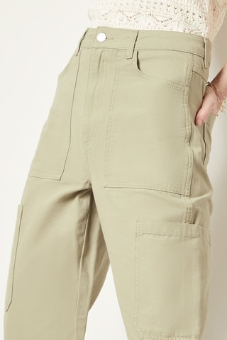 Pantalon cargo taille haute Vert