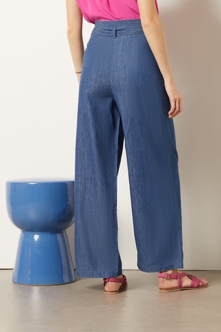Jean wide legs taille haute Bleu marine