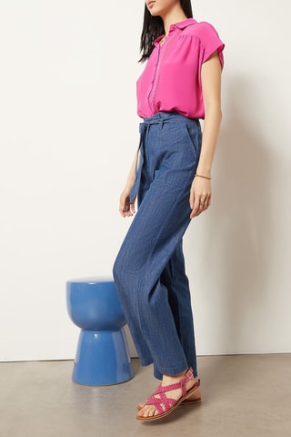 Jean wide legs taille haute Bleu marine