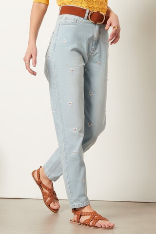 Jean mom taille haute Bleu clair
