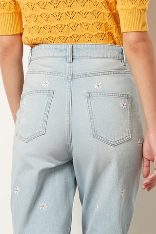 Jean mom taille haute Bleu clair