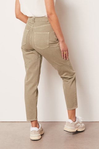 Jean droit 7/8 taille haute Kaki