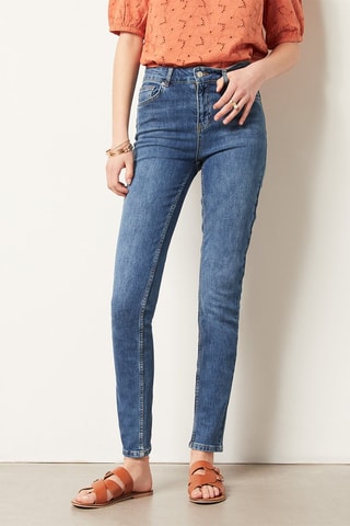 Jean slim taille haute Bleu