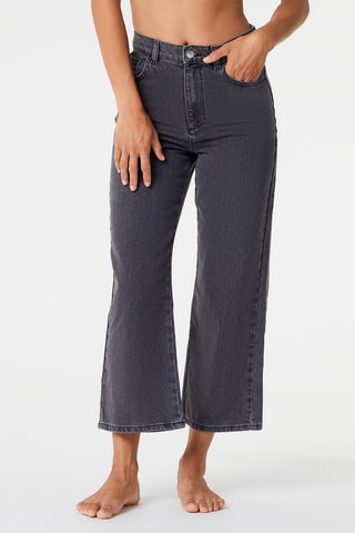 Jean wide legs 7/8 taille haute Marina Anthracite