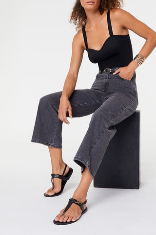 Jean wide legs 7/8 taille haute Marina Anthracite