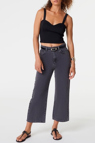 Jean wide legs 7/8 taille haute Marina Anthracite