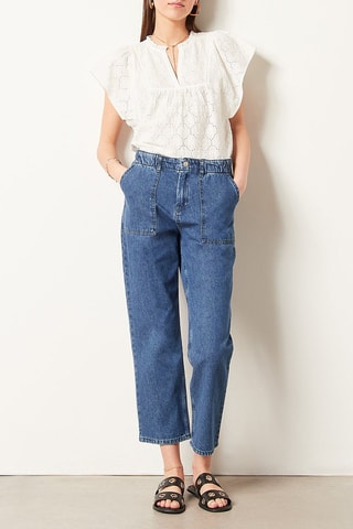 Jean droit 7/8 taille haute Bleu roi