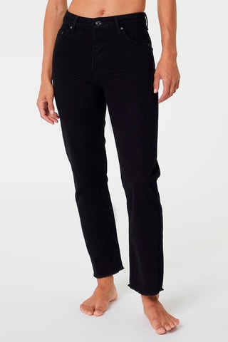 Jean droit taille haute Noir