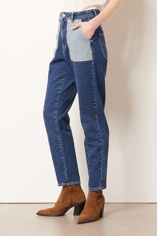Jean boyfriend taille haute Bleu