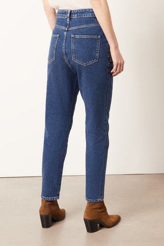 Jean boyfriend taille haute Bleu