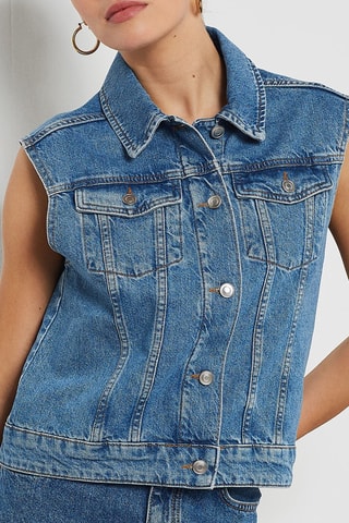 Veste sans manches en jean Bleu roi