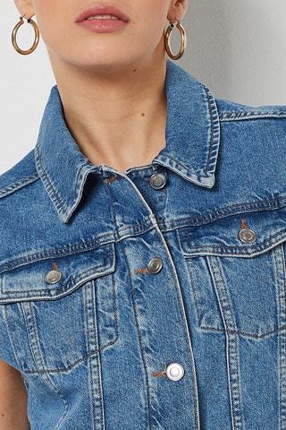 Veste sans manches en jean Bleu roi