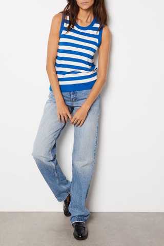 Top - Bleu cobalt et blanc