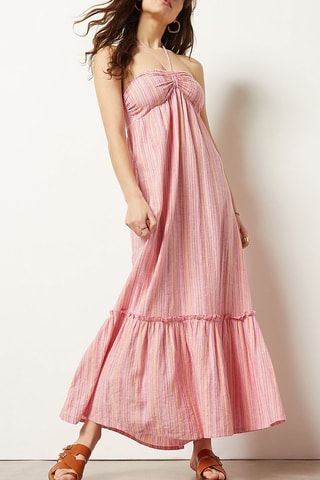 Robe longue en lin Rose