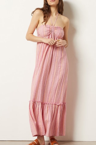 Robe longue en lin Rose