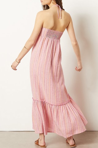 Robe longue en lin Rose