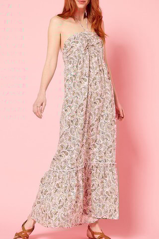 Robe longue en lin Corail