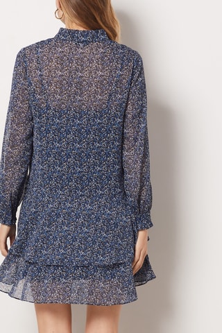 Vestido com folhos - Azul