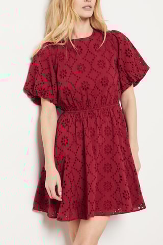 Robe patineuse en broderie anglaise - Rouge