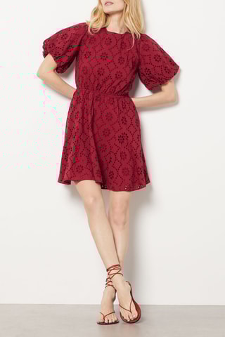 Robe patineuse en broderie anglaise - Rouge