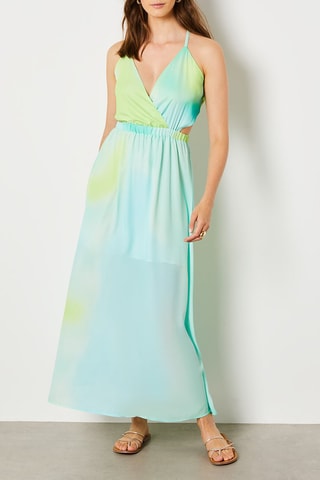 Robe longue - Bleu clair et vert