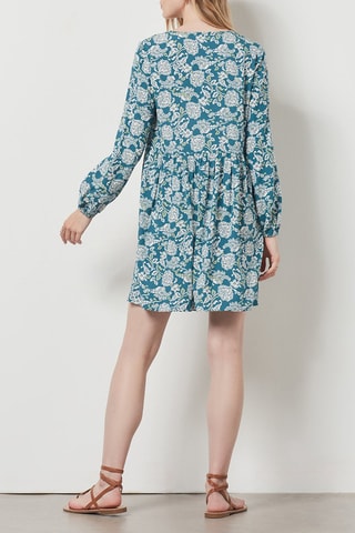 Robe fleurie - Bleu canard