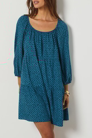 Vestido direito - Azul-pato