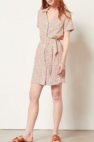 Vestido-camisa em linho Multicolor