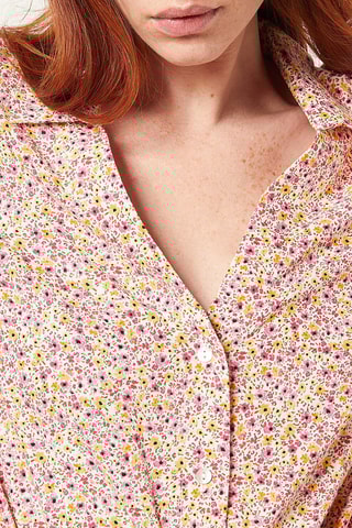 Vestido-camisa em linho Multicolor