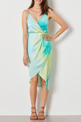 Robe midi tie and dye - Turquoise