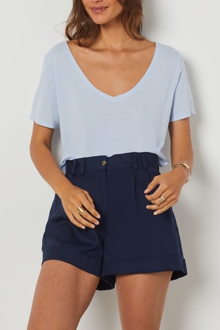T-shirt en lin - Bleu
