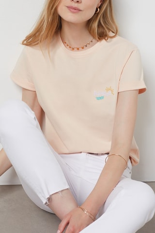 T-shirt en coton biologique- Beige