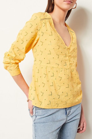 Blouse en broderie anglaise Jaune