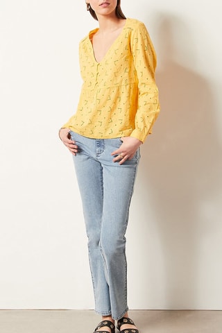Blouse en broderie anglaise Jaune
