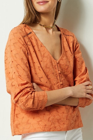 Blouse en broderie anglaise Mauve