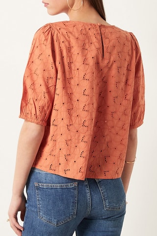 Blouse en broderie anglaise Marron