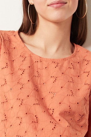 Blouse en broderie anglaise Marron