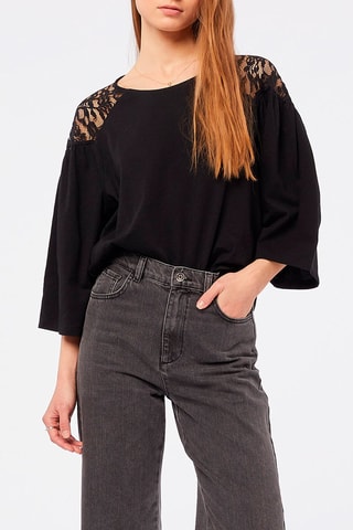 Blouse bi-matière Noir
